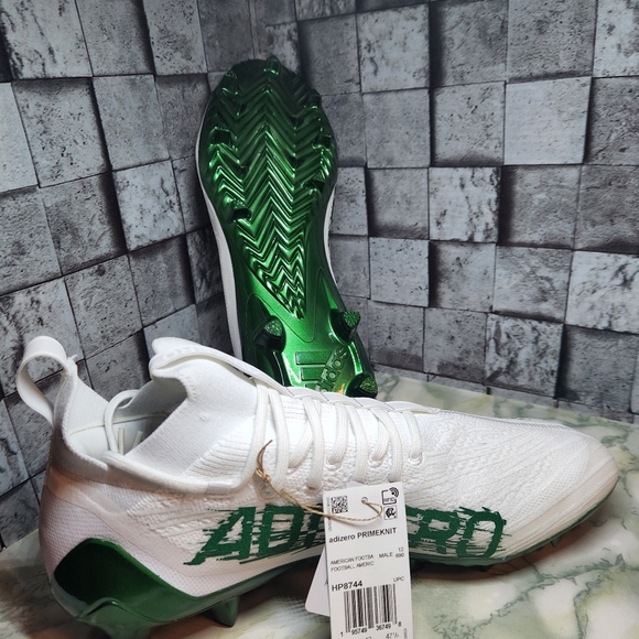 Adidas Adizero Primeknit White Green  Football Cleats Size 12.5 - Picture 9 of 10